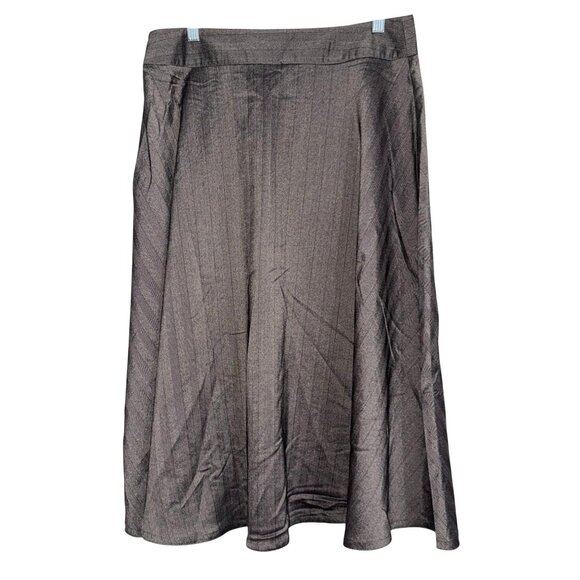 Grace Elements A-Line Midi Skirt Size 12 Gray Herringbone Pattern Polyester Blen - Picture 4 of 6